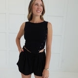 Mash Up Asymmetrical Top - Black