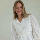 Harding Eyelet Belted Top - White