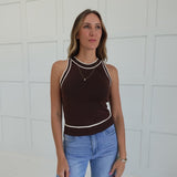 Staten Sweater Halter Top - Brown