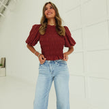 Bellavue Smocked Top - Brick