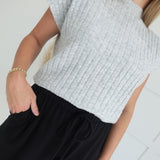 Flatter Me Ribbed Top - Grey