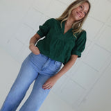 Adaline Embroidered Blouse - Green