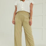 Marna Smocked Pants - Khaki