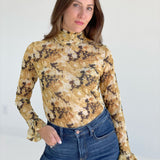 Follies Floral Mesh Top - Golden Yellow