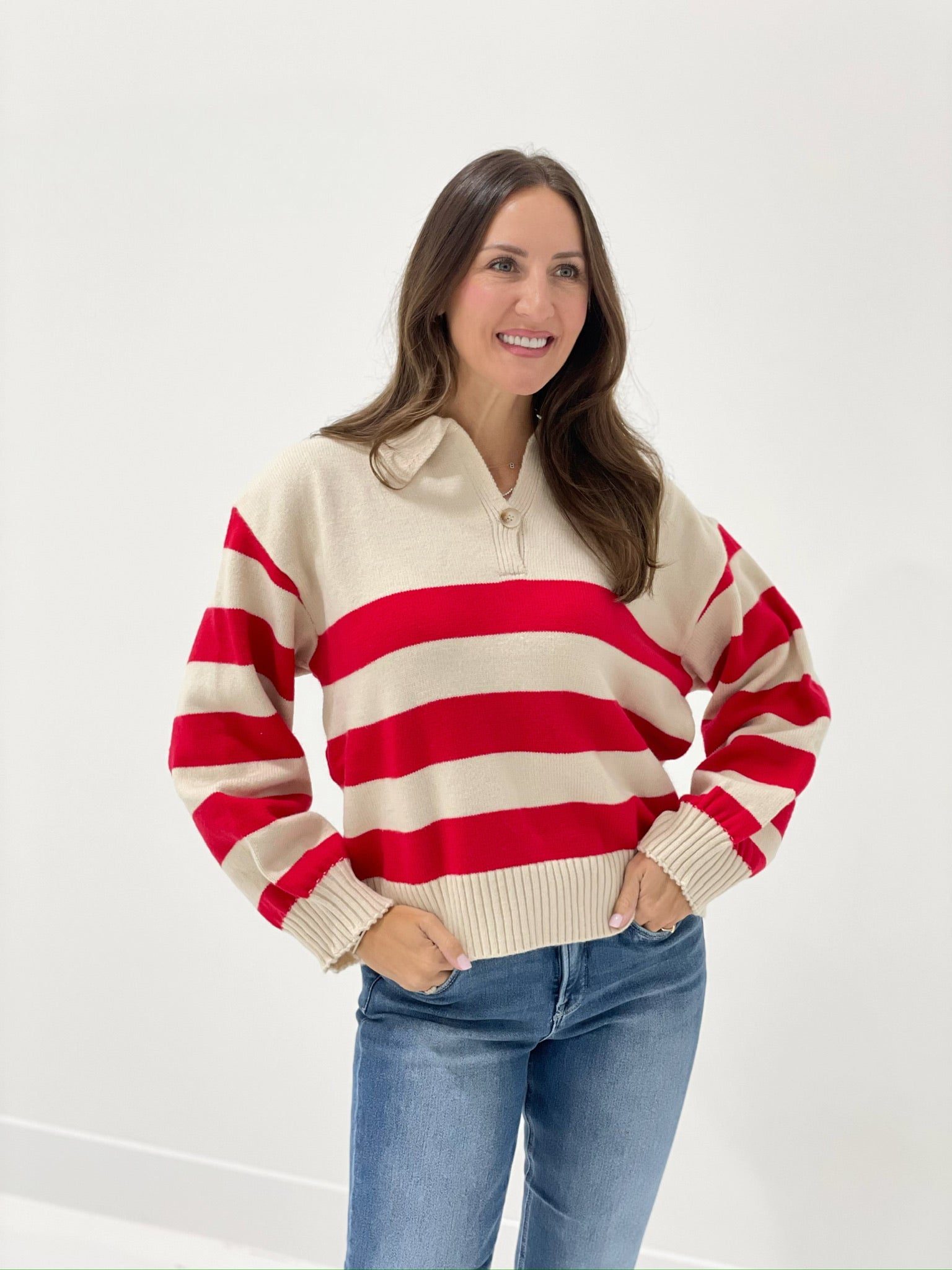 Full Of Cheer Striped Sweater - Red *CM