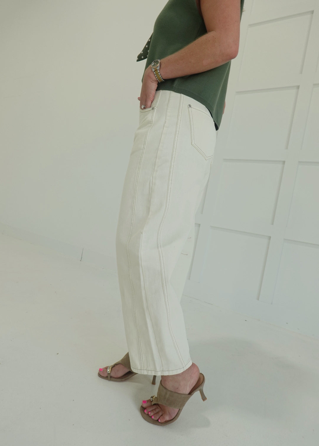 Caspian Cropped Pants - Ecru