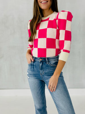 Checkmate Sweater - Pink