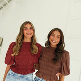 Bellavue Smocked Top - Brown
