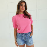 Verna Puff Sleeve Top - Pink