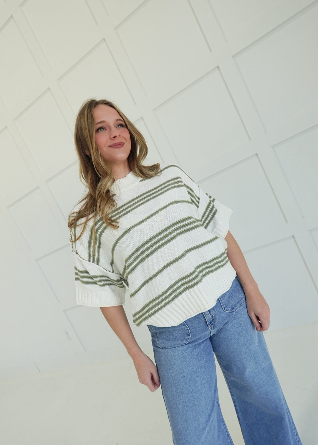 Golden Days Sweater - White/Sage