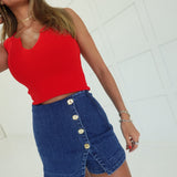 Loco Ribbed Tank - Tomato