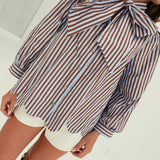 Stella Striped Top - Blue/Brown