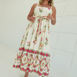 Tallula Midi Dress - Light Khaki Multi
