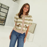 Saddle Knit Cardi Top - Blush