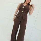 Chantel Vest Set - Brown