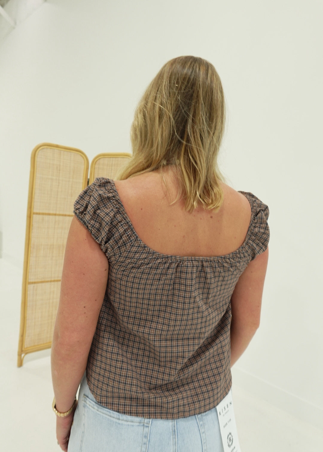 Jessa Plaid Top - Brown