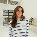 Falling for Casual Tee - Off White/Blue