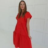 Justine Midi Dress - Red