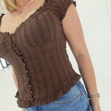 Addie Ruffle Top - Brown