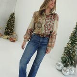 Ray Patchwork Top - Mocha Cream