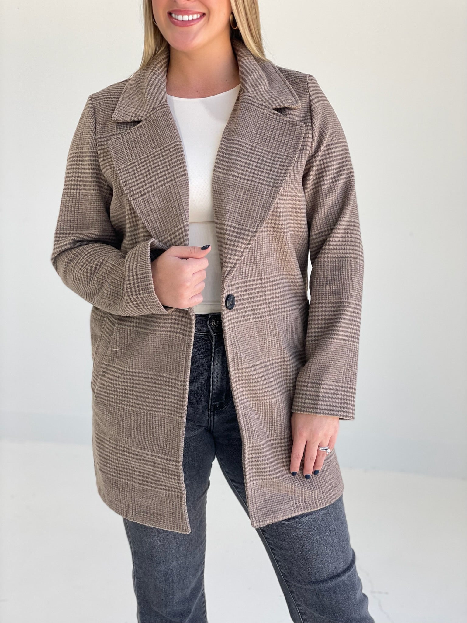 Lois Plaid Coat - Mocha