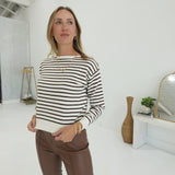 Blake Striped Sweater -Crm/Brwn