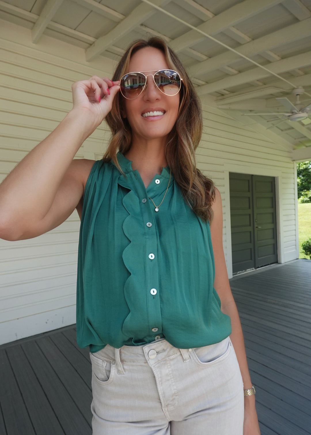 Serene Sleeveless Blouse - Forest