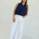 Penelope Bubble Top - Navy