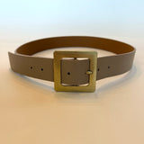 Oversized Square Buckle Belt - Taupe