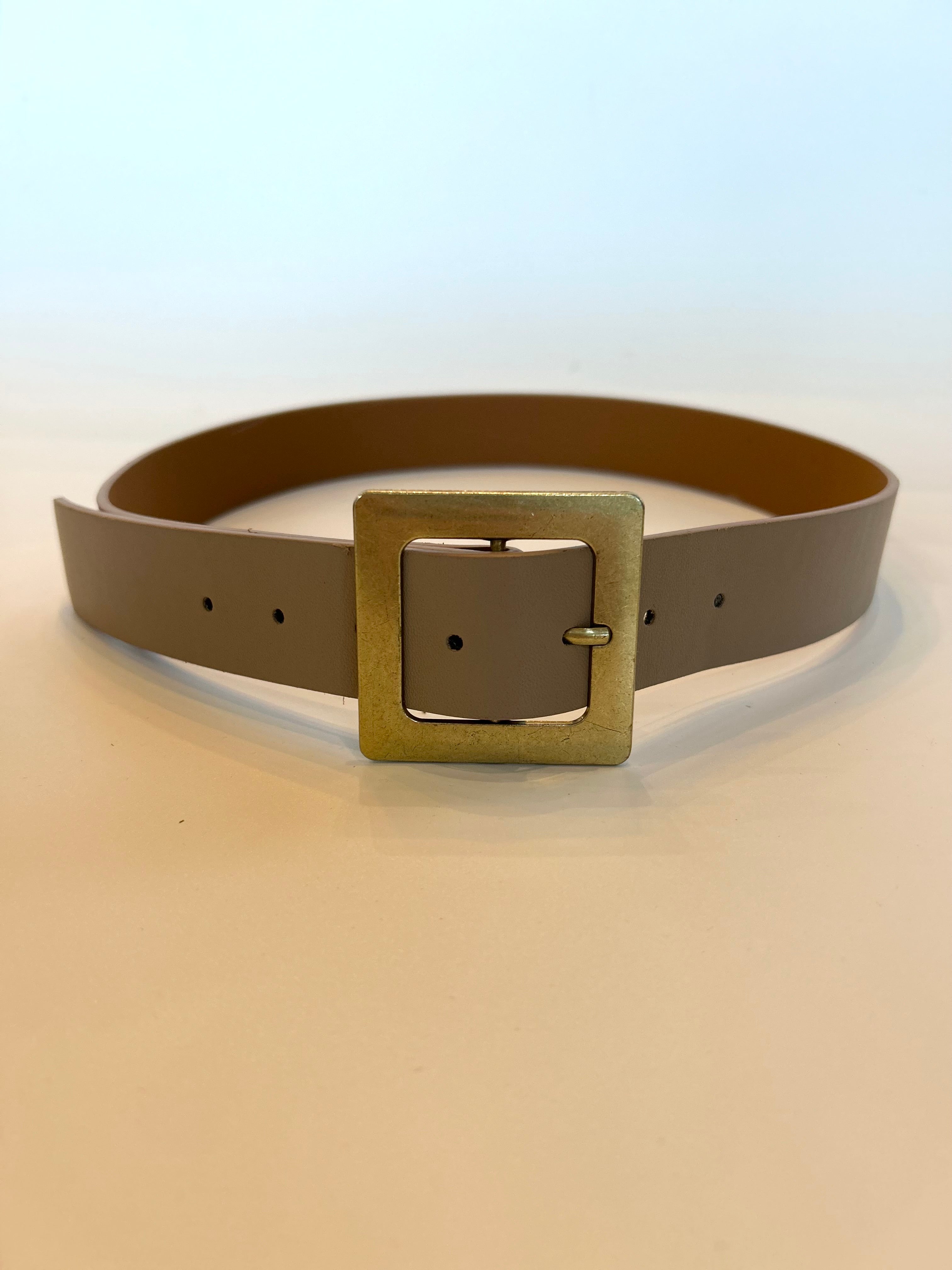 Oversized Square Buckle Belt - Taupe