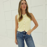 Alexia Knit Vest - Butter/White
