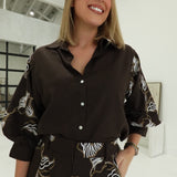 Sosie Embroidered Set - Brown