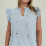 Liliana Eyelet Top - Blue