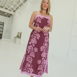 Mocha Meadow Midi Dress - Burgundy