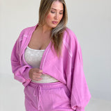 Lazy Wear Cropped Shrug - Pink