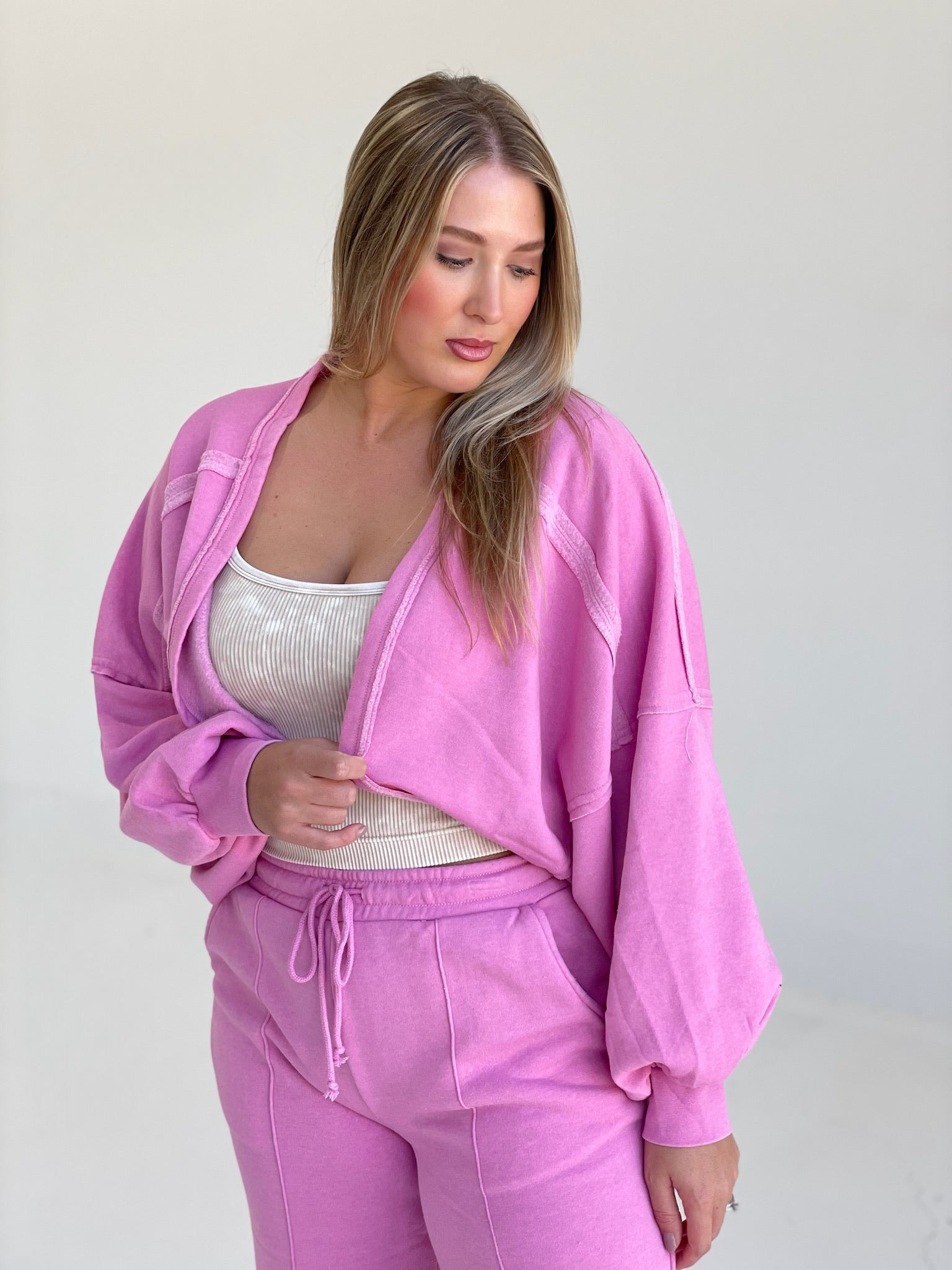 Lazy Wear Cropped Shrug - Pink