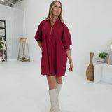 Sibly Mini Dress - Burgundy
