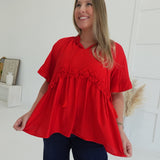 Peppa Rosette Blouse - Red