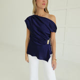 Celeste Satin Top - Navy