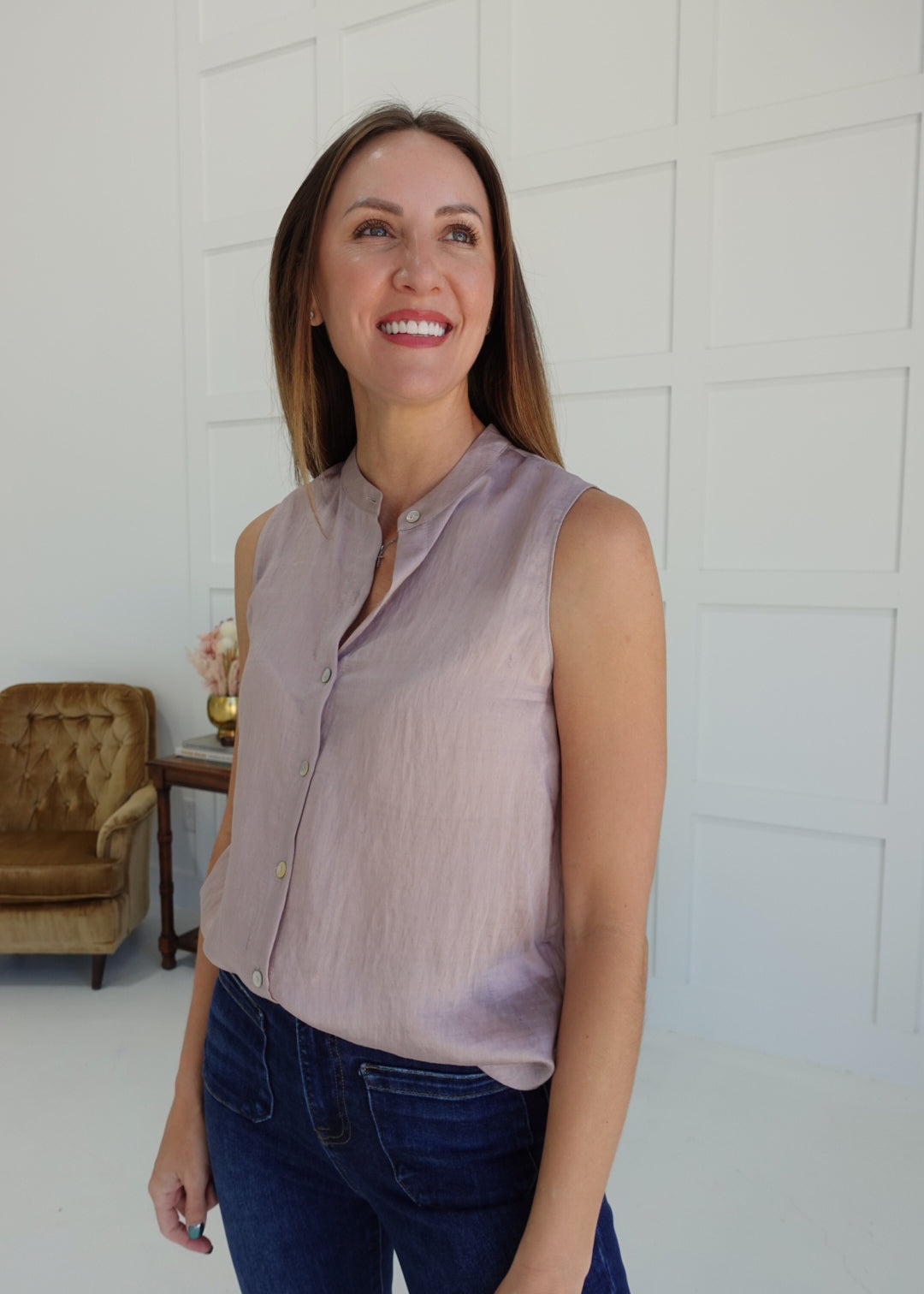 Corporate Chic Sleeveless Blouse - Rosy Pink