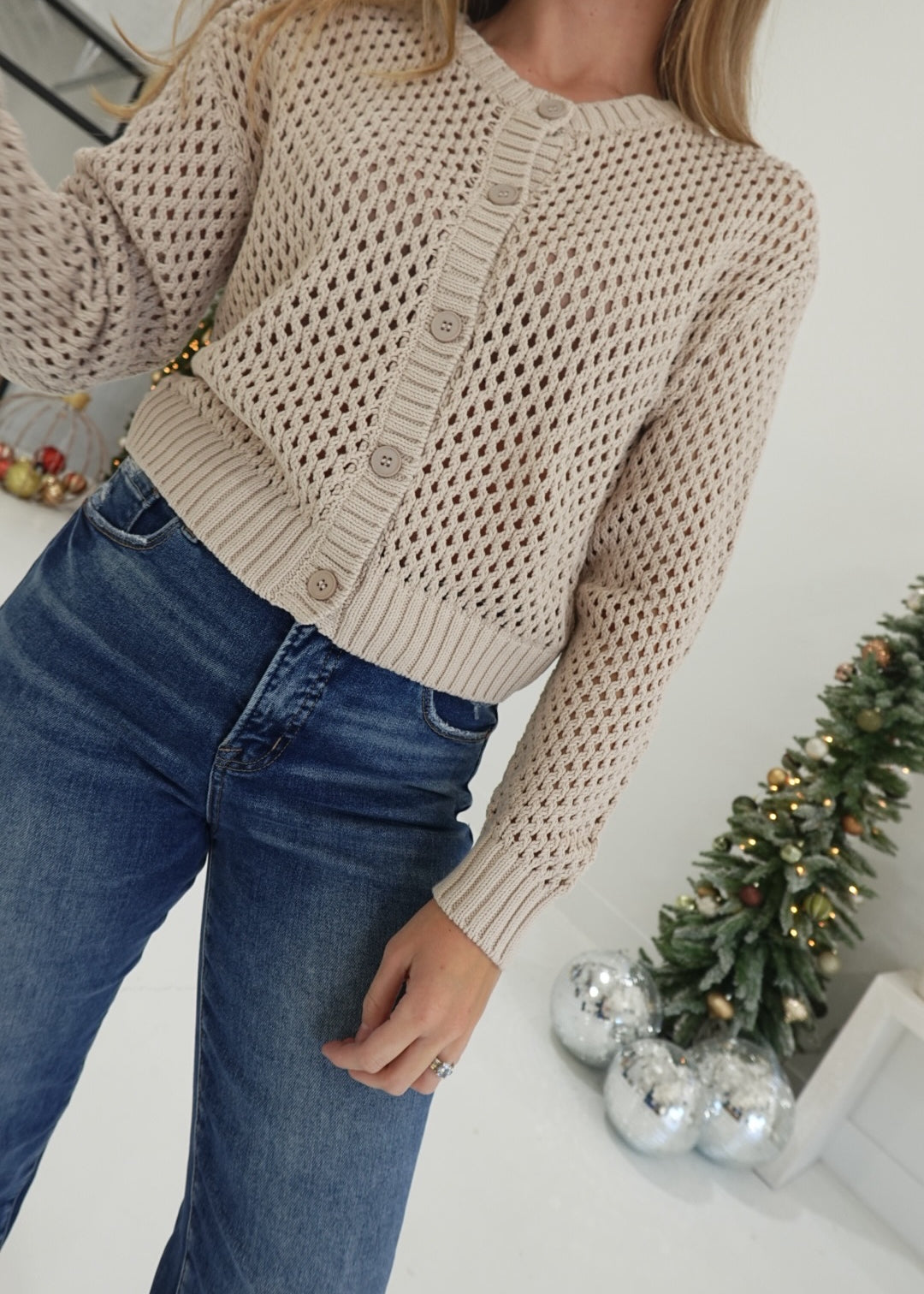 Carmichael Crochet Cardigan - Beige