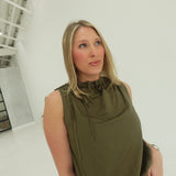 Ovation Sleeveless Blouse - Dark Olive