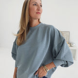 Colbi Ribbed Pullover - Blue Grey