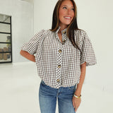 Plaid With Envy Top - Brown