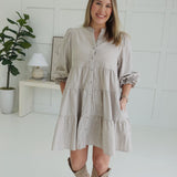 Anabelle Striped Dress - Taupe