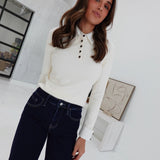 Lou Contrast Sweater - Ivory