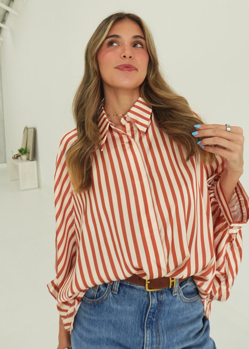 Layson Striped Blouse - Camel