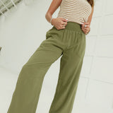 Marna Smocked Pants - Olive