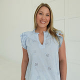 Liliana Eyelet Top - Blue