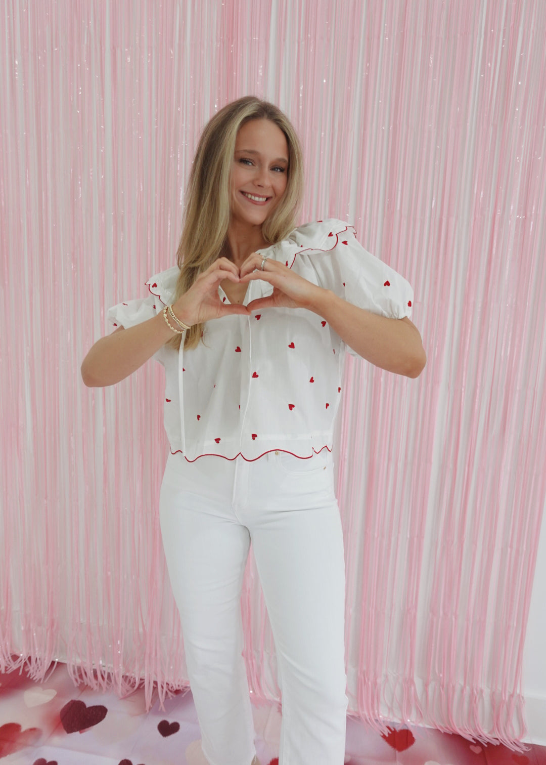 Lotta Love Top - White/Red *VDAY25